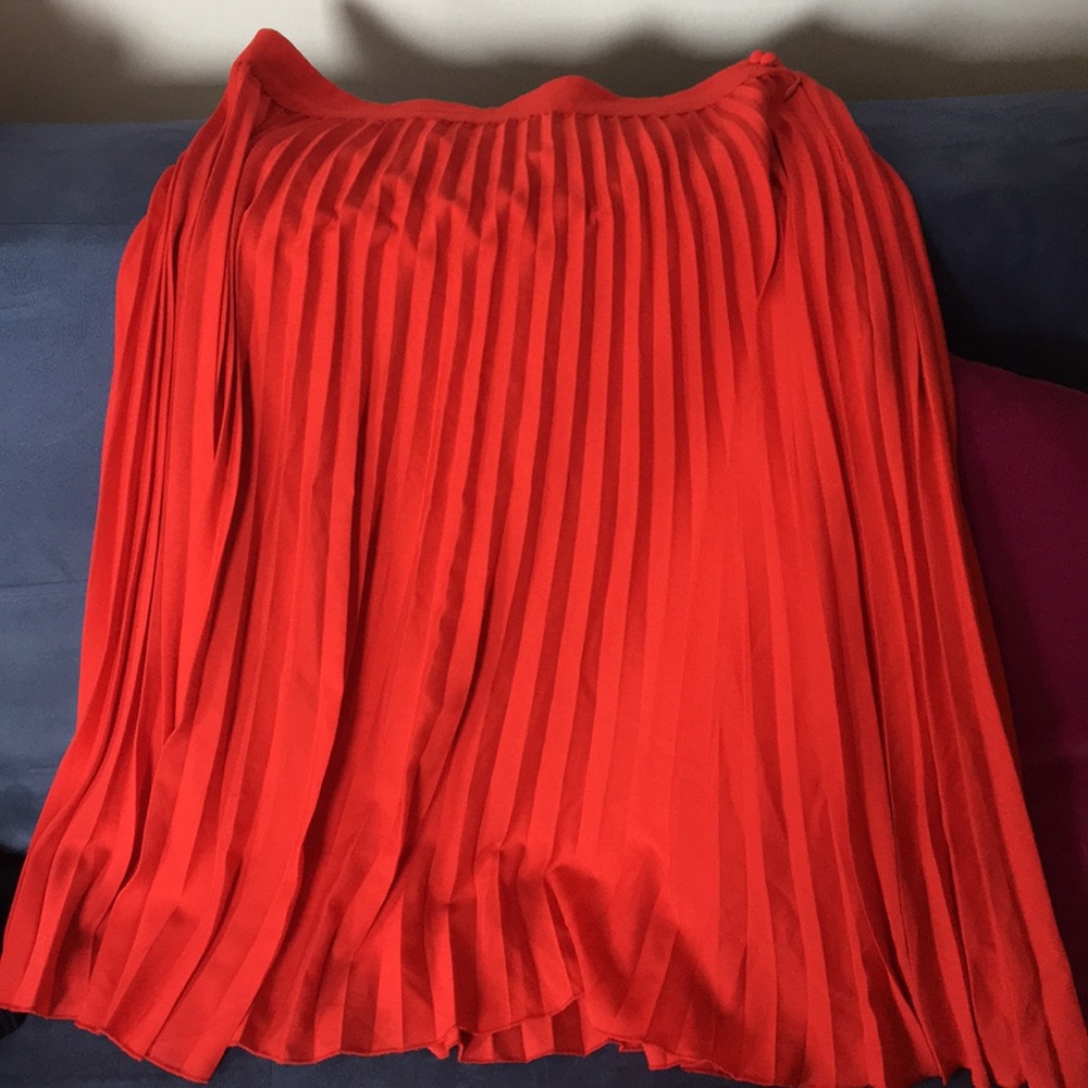 Hobbs London Red Pleaded Skirt